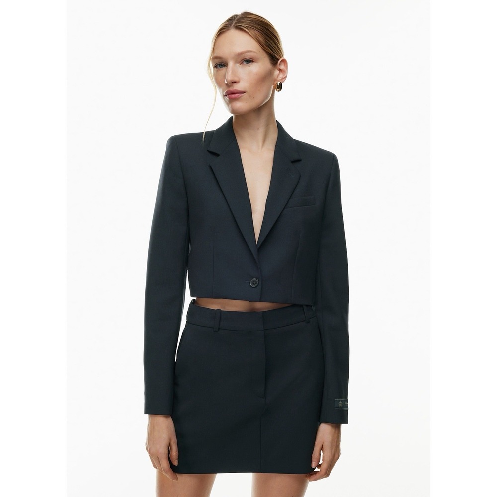 Aritzia Babaton Arbus Blazer Size 6 Black Cropped Shoulder Pads